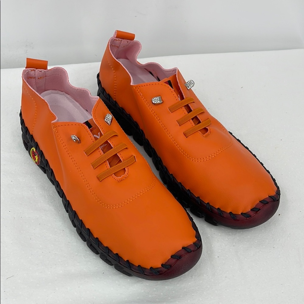 OY Orange Leather Womens Shoes Size 43